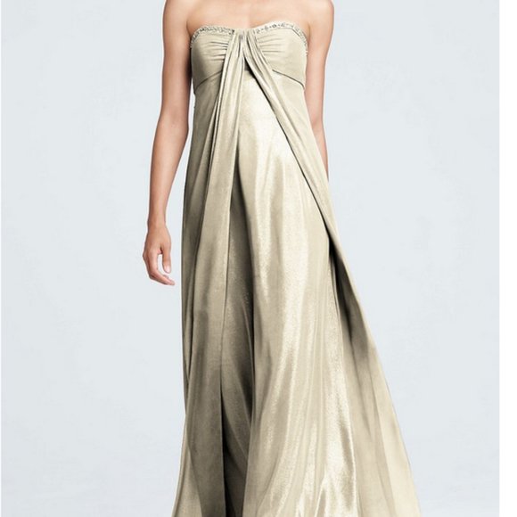 NWT $159 David's Bridal Lapis FogFoil Split Front A-Line Dress Beading Size 16 - Picture 12 of 13